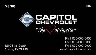 Business Cards for Capitol Chevrolet Personal - 500 count per box