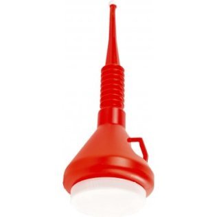 Funnel King® - Funnel, Double Capped, Flexible, Polyethylene, Red, 4" Top Diameter, 1/2" Spout Diameter, 17-1/4" Overall Length, 1-1/2 Quart (Pack of 1)