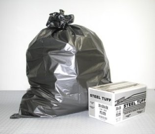 Trash Can Liner, Low Density, Coreless, Black, 1.5mil Gauge, 56gal Capacity, 43 x 47" (Pack of 1)