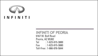 Infiniti of Peoria Generic Business Cards
