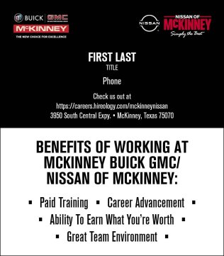 Nissan of McKinney/McKinney Buick GMC Managing Partner Business Card