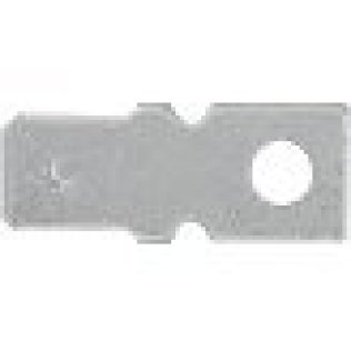 Rectangular Tongue Terminal Blade with Male Tabs, Non Insulated, 16 to 14 AWG, #6 Stud Size, 1/4" Tab Width (Pack of 100)