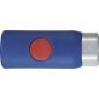 Push-Button Coupler, Steel with Plastic Cover, Tru-Flate Design, Female NPTF, 1/4" Body Size, 1/4-18 Thread Size (Pack of 1)