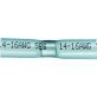 Butt Connector, Heat Shrink, Insulated, 16 to 14 AWG, Blue (Pack of 50)