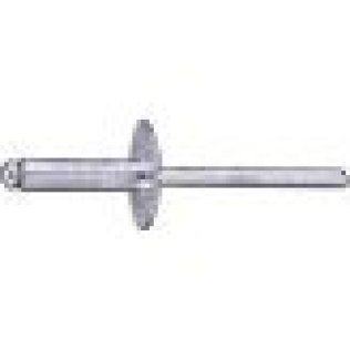Open End Rivet, Large Flange Head, Aluminum, 3/16" Diameter, 0.376 to 0.5" Grip Range, 0.7" Body Length (Pack of 250)