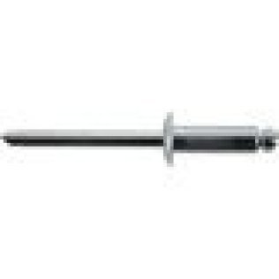 Open End Rivet, Dome Head, Steel, 3/32" Diameter, 0.126 to 0.25" Grip Range, 0.375" Body Length (Pack of 100)
