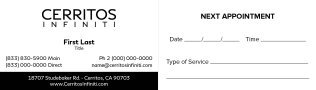 Cerritos Infiniti Appointment Card