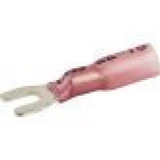 Spade Terminal, 2-Piece Heat Seal, Polyolefin Insulated, 22 to 18 AWG, #6 Stud Size, Red (Pack of 50)