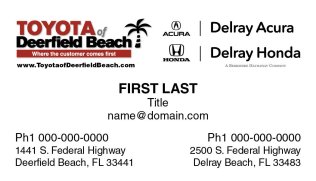 Toyota of Deerfield Beach & Delray Auto Business Cards