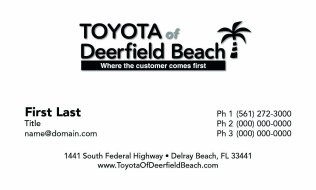 Toyota of Deerfield Beach Managing Partner Business Card