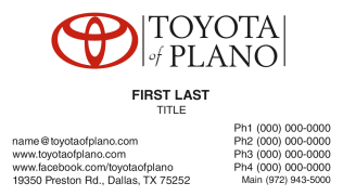 Toyota of Plano Used Car and Service One-Sided Business Cards