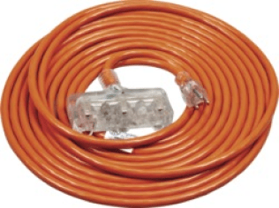 Extension Cord, 25' Length , 12/3 AWG, 15 Amps, 125 Volts, 1,875 Watts, Triple Tap Plug, (Sold Individually)
