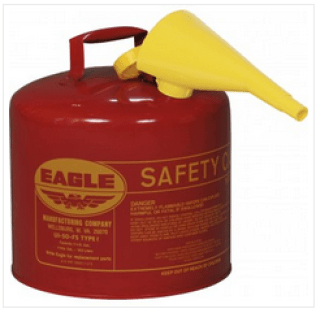Eagle - Type I Safety Can, 5 Gallon, Flammable, Red, Self-Closing Lid - Funnel Included (Pack of 1)