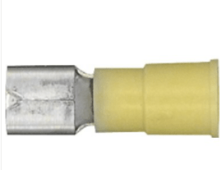 Female Quick Slide Disconnect Terminal, Vinyl Insulated, 12 to 10 AWG, 1/4" Tab Width, Blue (Pack of 50)