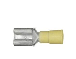 Female Quick Slide Disconnect Terminal, Vinyl Insulated, 12 to 10 AWG, 3/8" Tab Width, Blue (Pack of 25)