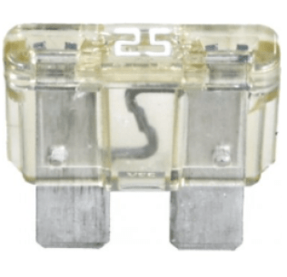 ATO/ATC Fuse with Element Indicator, 25 Amps, Clear (Pack of 5)