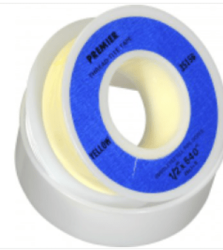 PTFE Thread Sealing Tape, Yellow, 3mil Thickness, 1/2" x 45' (Pack of 4)