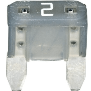 MINI Fuse, 2 Amps, 32 Volts DC, Gray (Pack of 5)