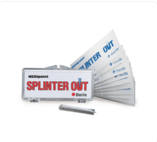 Splinter Out, Tri-Bevel Point Design, Stainless Steel, Plastic Case, 10 Per Box (Pack of 1)