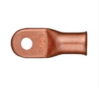 Heavy-Duty Battery Cable Lug, 1/0 AWG, Pink, 3/8" Stud Size, Fully Annealed, Electrolytic Copper, Flared Barrel End (Pack of 10)