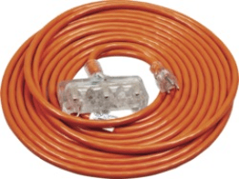 Extension Cord, 25' Length , 12/3 AWG, 15 Amps, 125 Volts, 1,875 Watts, Triple Tap Plug, (Sold Individually)
