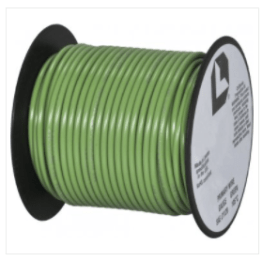 Plastic Covered Primary Wire, Vinyl Plastic, 16 AWG, 60 Volts, Green, 100' Length, SAE J1128 GPT Cable (Pack of 1)