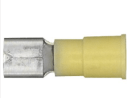 Female Quick Slide Disconnect Terminal, Vinyl Insulated, 12 to 10 AWG, 1/4" Tab Width, Blue (Pack of 50)