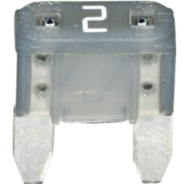 MINI Fuse, 2 Amps, 32 Volts DC, Gray (Pack of 5)