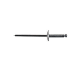 Open End Rivet, Large Flange Head, Aluminum Body/Steel Mandrel, 3/16" Diameter, 0.626 to 0.75" Grip Range, 0.95" Body Length (Pack of 100)