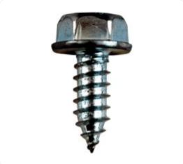 Phillips Indented Hex Head License Plate Screw with Washer, Steel, Zinc, #12-14 Thread, 5/8" Length (Pack of 50)