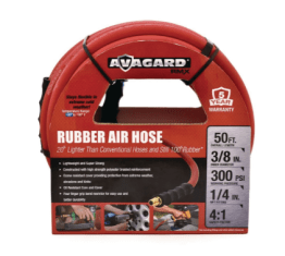 Avagard Rubber Air Hose Assembly 3/8" I.D., 50' Length (Pack of 1)