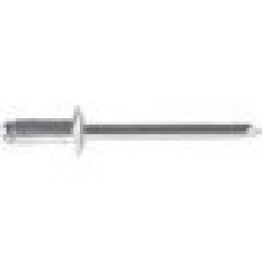 Open End Rivet, Dome Head, Aluminum, 3/16" Diameter, 0.376 to 0.5" Grip Range, 0.7" Body Length (Pack of 100)