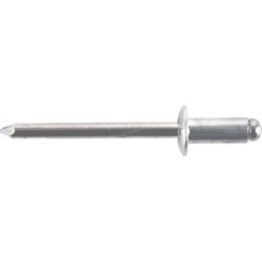 Open End Rivet, Aluminum/Aluminum, Dome Head, 1/8" Diameter, 0.188" - 0.250" Grip Range (100 per pack)