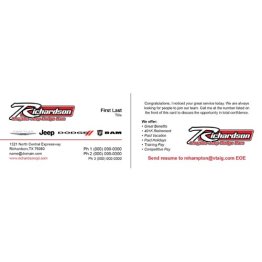 Richardson CJDR "Send Resume" Back Option Business Cards