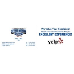 Serramonte Ford Business Cards with YELP Backer