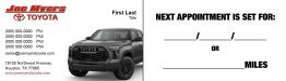 Joe Myers Toyota 2-Sided Appt Card - Tundra