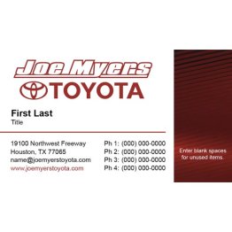 Joe Myers Toyota Business Cards - Version 1