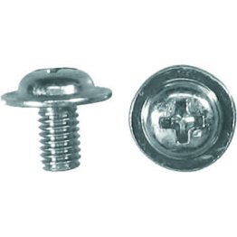Hex Head Tapping Screw - M4.2 Diameter; 18mm Length; 7mm Across Flats; 12mm Washer Diameter; Hex Drive; Hex with Free Spinning Washer Head; Steel; Black Finish (25 per pack)