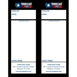 Town East Ford Addendum Tag Blanks w/perforation - NO Sticky Back
