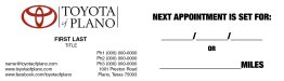 Toyota of Plano Appointment Cards