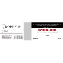 Trophy Nissan $100 Back Business Cards - Used Basic