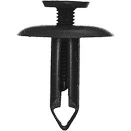 Screw Rivet - Fits 6mm Hole; 19mm Stem Length; 20mm Head Diameter; 5.0mm - 10.0mm Panel Range; Black Plastic (25 per pack)