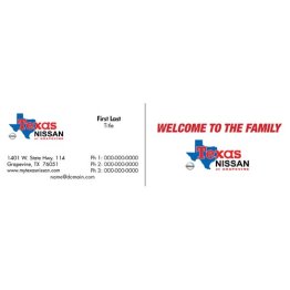 Texas Nissan of Grapevine "Welcome to the Family" Business Cards
