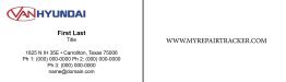 Van Hyundai Collision Center Business Cards
