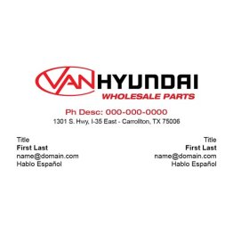 Van Hyundai Parts Business Cards