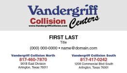 Vandergriff Collision Center Business Card with Both Addresses