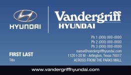 Vandergriff Hyundai Business Cards – Ver. 1