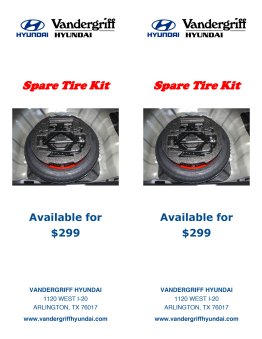 Vandergriff Hyundai Spare Tire Kit Addendum Tag