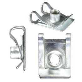 Metric Extruded U Nut; M5-.8; Panel Range: .45mm - 1.5mm; Center Of Hole To Edge: 11.5mm; Zinc Finish (25 per pack)
