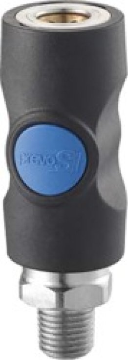 Safety Push-Button Coupler Coupler Steel with Plastic Cover 1/4 Standard Industrial Male NPTF 3/8-18 (Sold Individually)